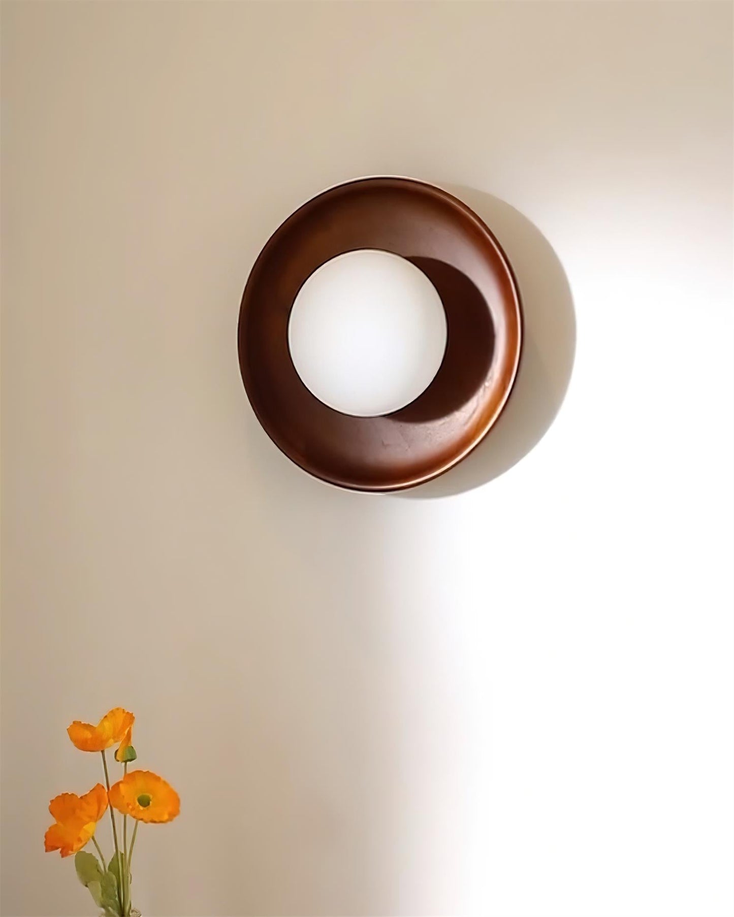 Sophie Dura Round Wall Lamp – Modern Wood & Glass Indoor Lighting