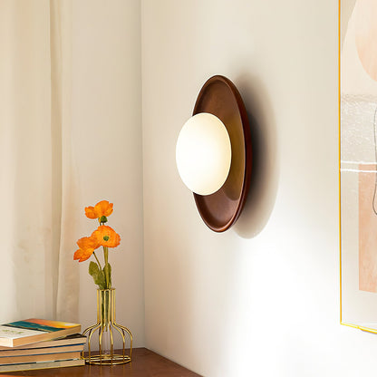 Sophie Dura Round Wall Lamp – Modern Wood & Glass Indoor Lighting
