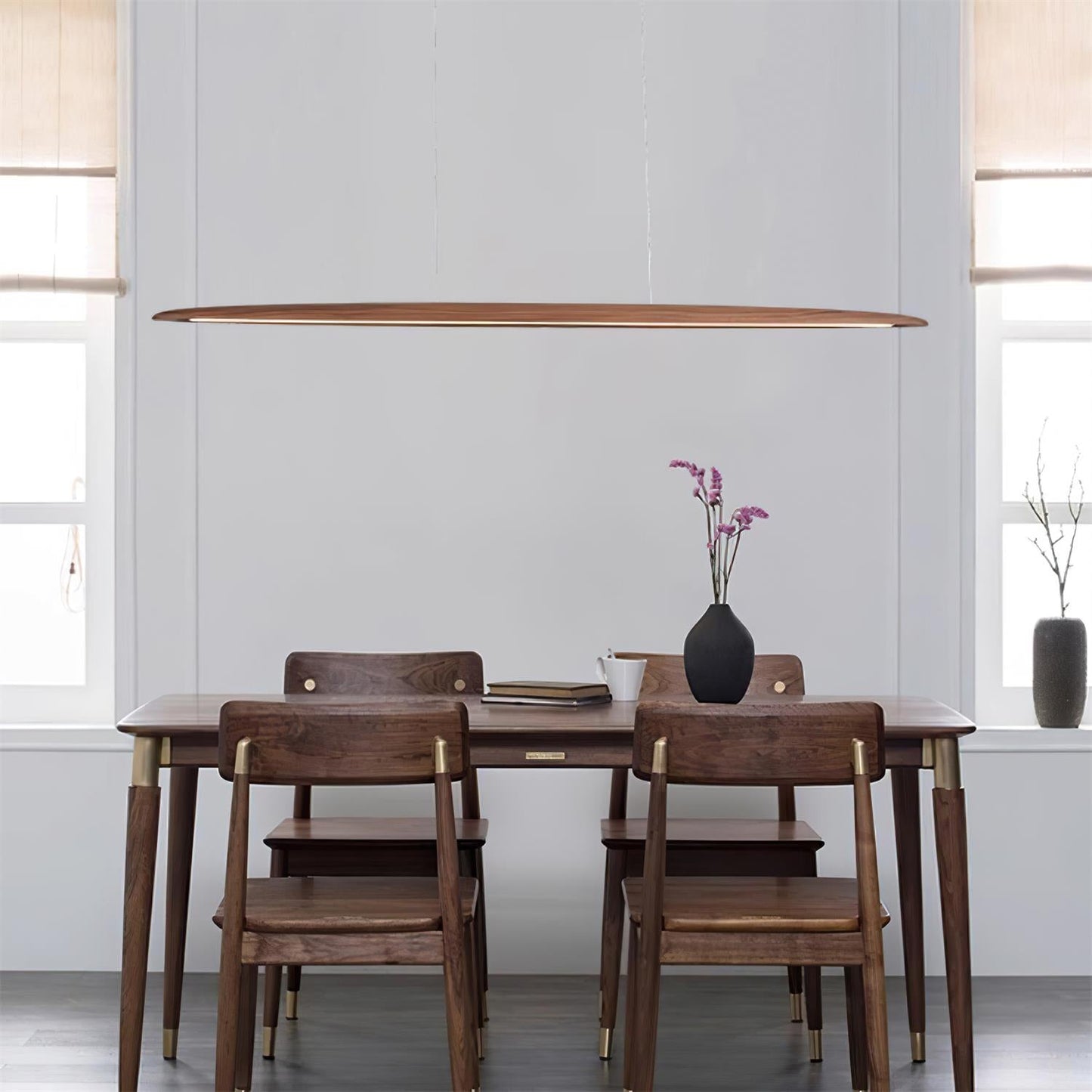 Amélie LED Chandelier, Minimalist Wood and Acrylic with Integrated LEDs