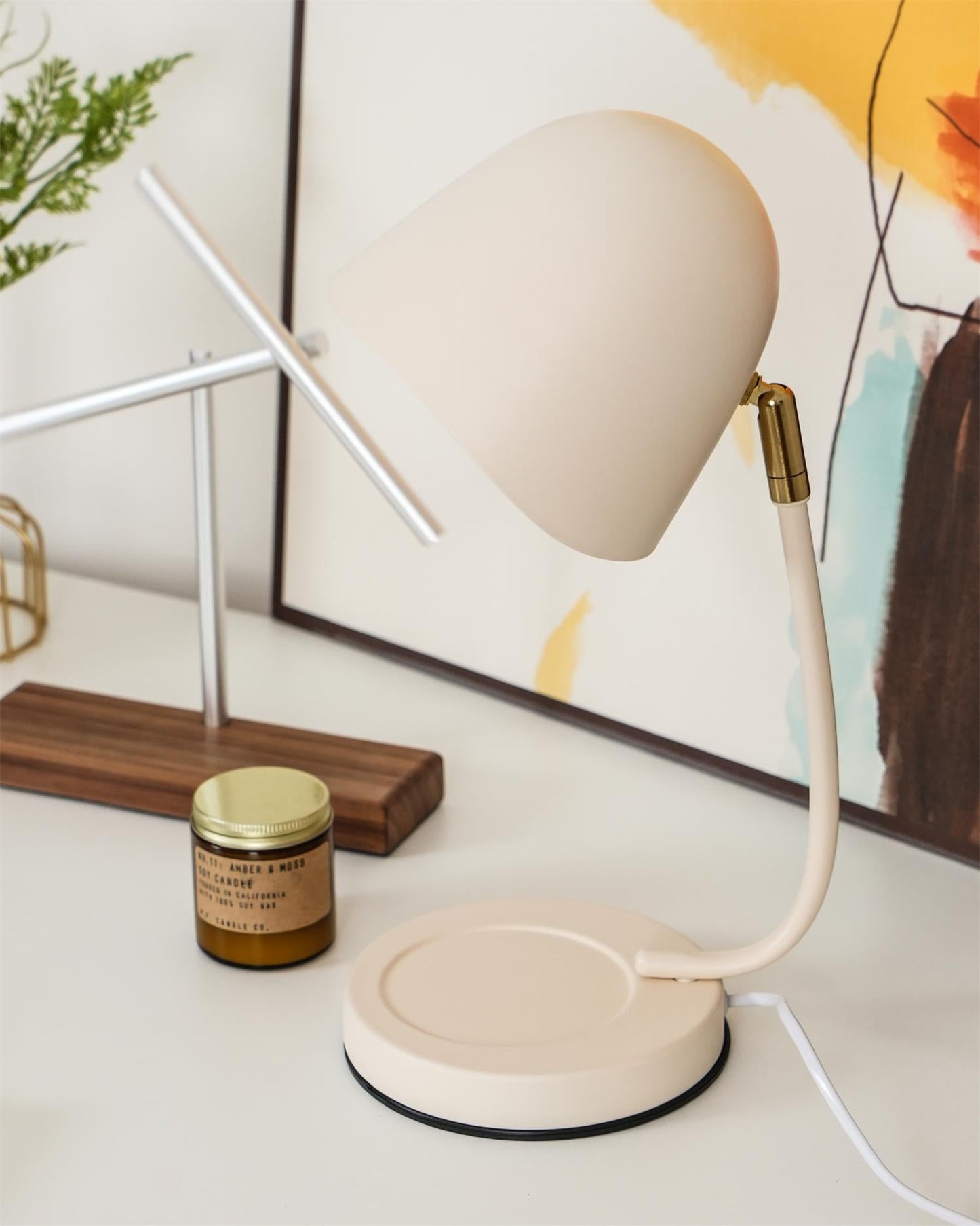 Chloé Eggshell Candle Warmer Lamp with Adjustable Neck