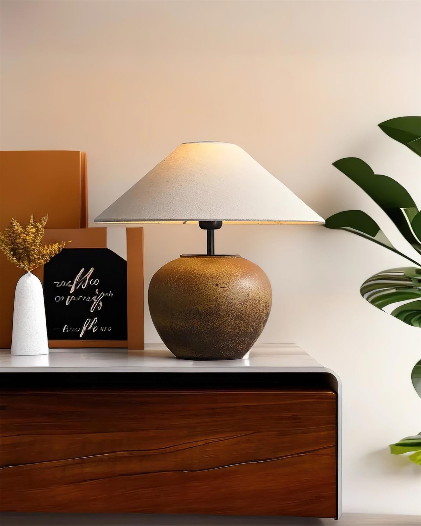 Madeleine Ceramic Table Lamp with Fabric Shade Design