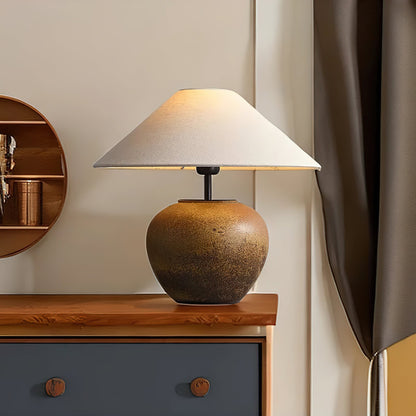 Madeleine Ceramic Table Lamp with Fabric Shade Design