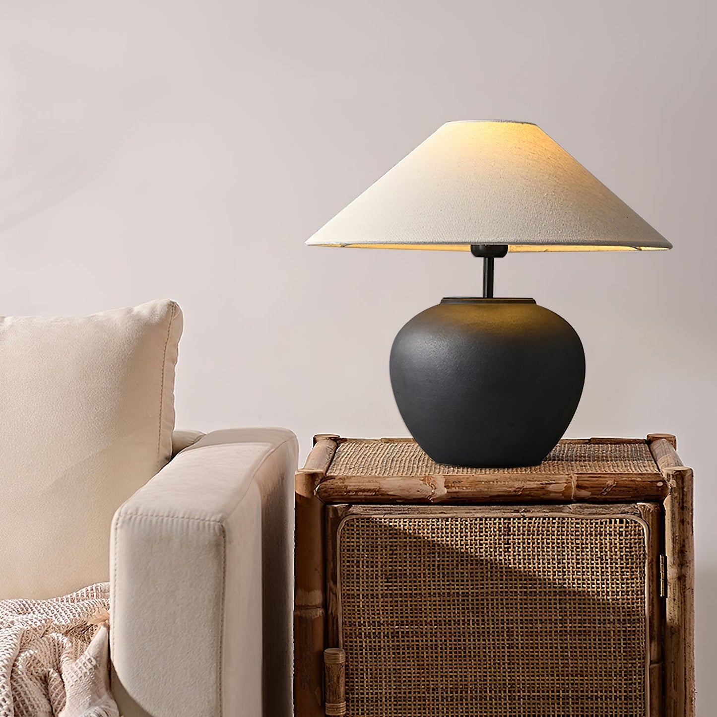 Madeleine Ceramic Table Lamp with Fabric Shade Design