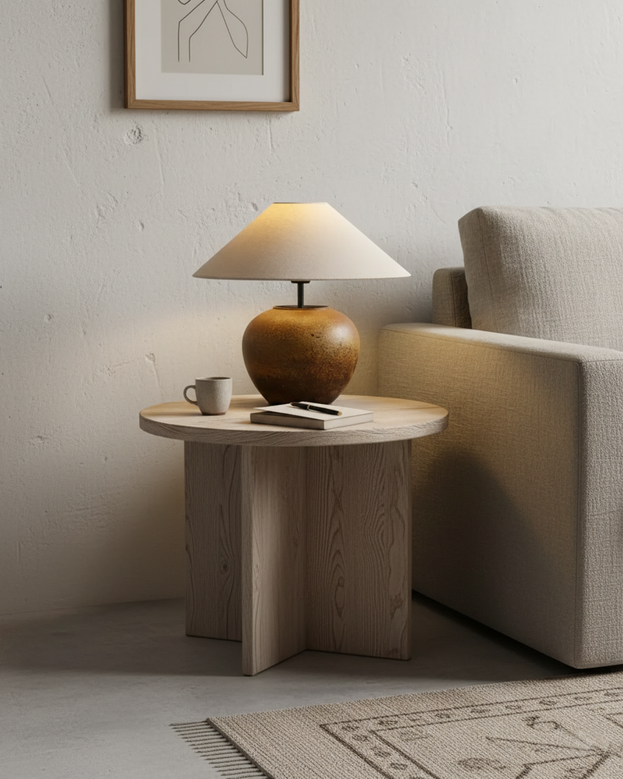 Madeleine Ceramic Table Lamp with Fabric Shade Design