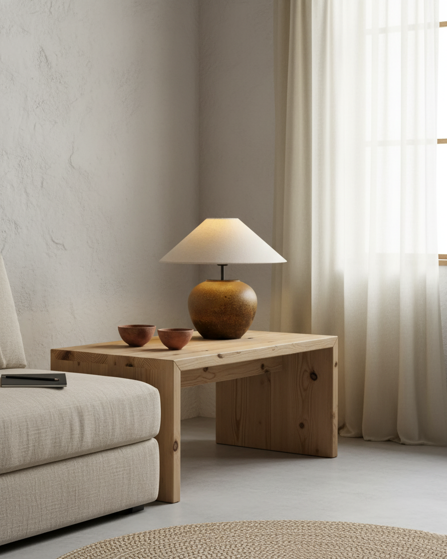 Madeleine Ceramic Table Lamp with Fabric Shade Design