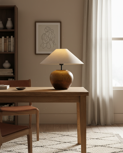 Madeleine Ceramic Table Lamp with Fabric Shade Design