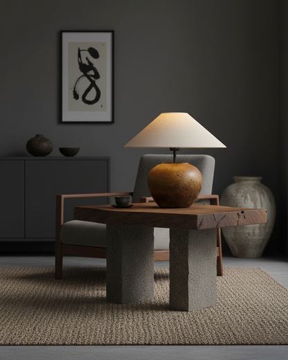 Madeleine Ceramic Table Lamp with Fabric Shade Design