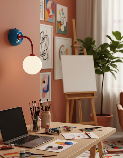 Applique murale Léonie Retro Globe avec bras incurvé