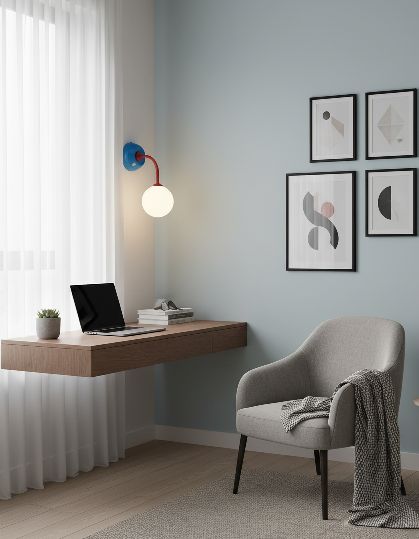 Applique murale Léonie Retro Globe avec bras incurvé