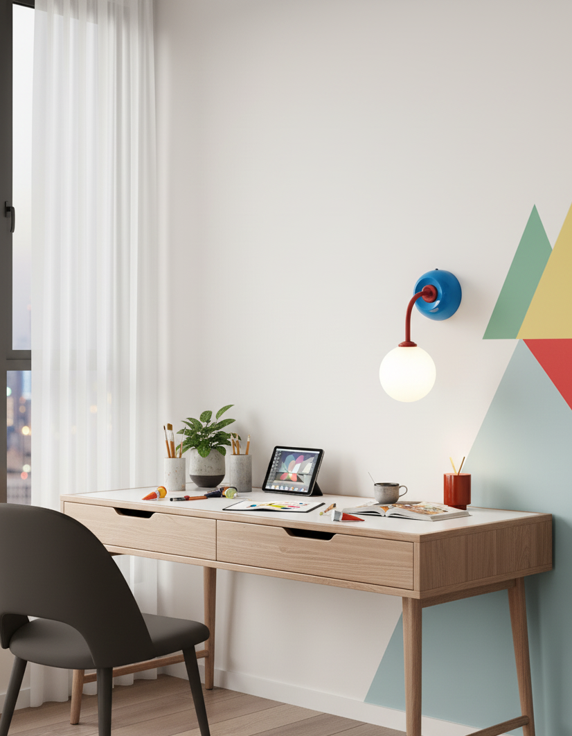 Applique murale Léonie Retro Globe avec bras incurvé