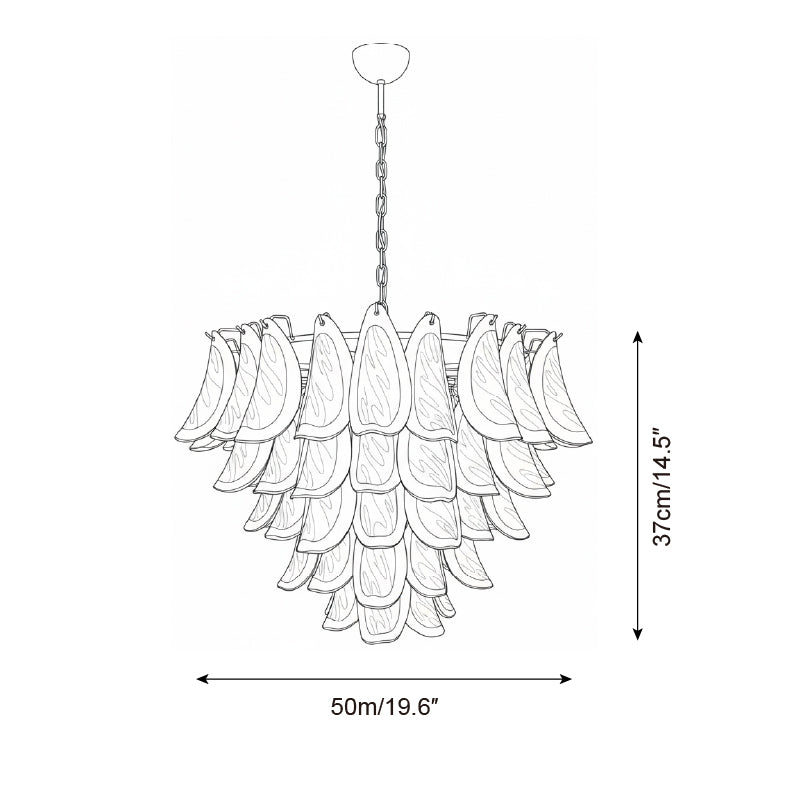 Lustre Giselle Petal, design fleur en verre superposé avec cadre en métal