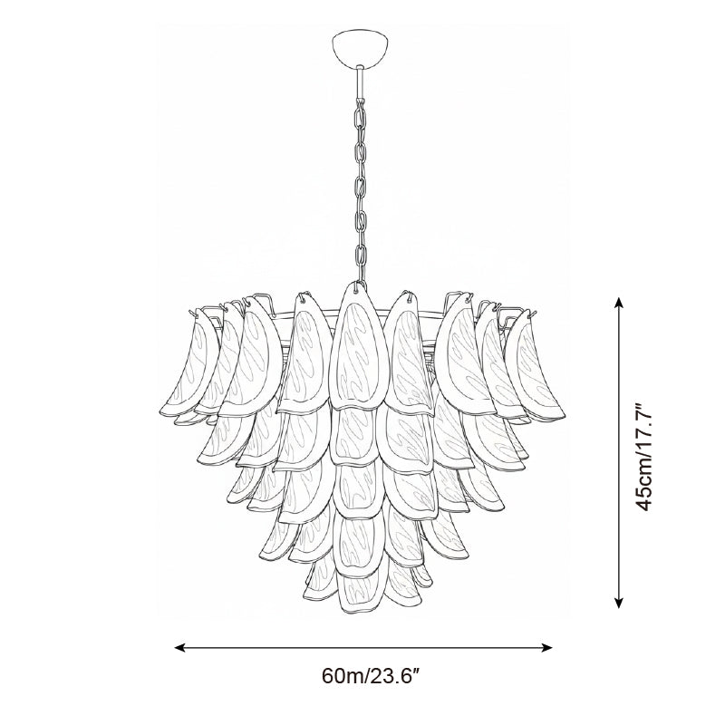 Lustre Giselle Petal, design fleur en verre superposé avec cadre en métal