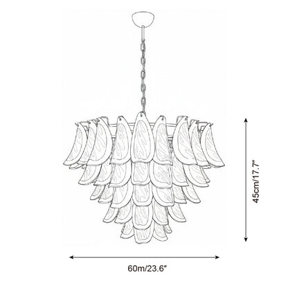 Lustre Giselle Petal, design fleur en verre superposé avec cadre en métal
