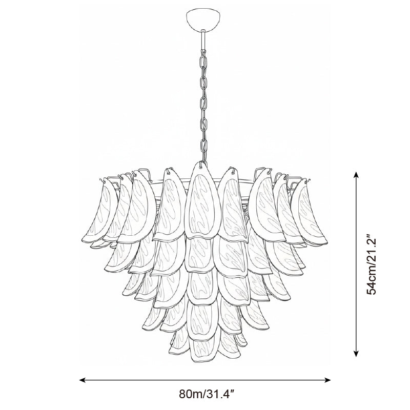 Lustre Giselle Petal, design fleur en verre superposé avec cadre en métal