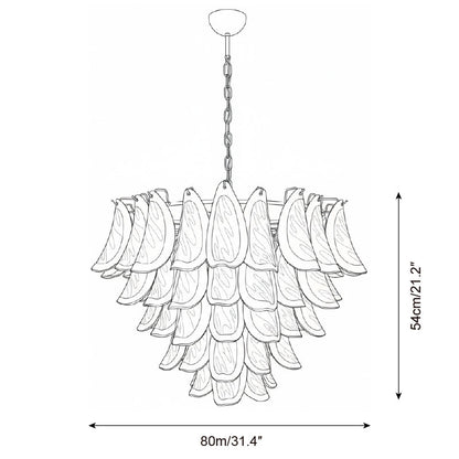 Lustre Giselle Petal, design fleur en verre superposé avec cadre en métal