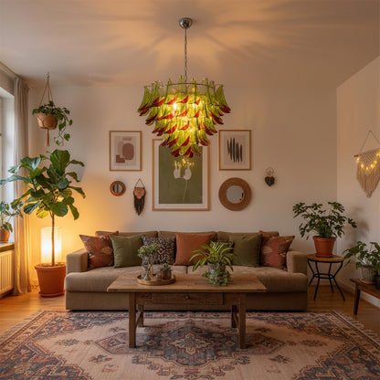 Lustre Giselle Petal, design fleur en verre superposé avec cadre en métal