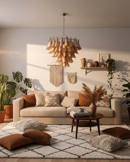 Lustre Giselle Petal, design fleur en verre superposé avec cadre en métal