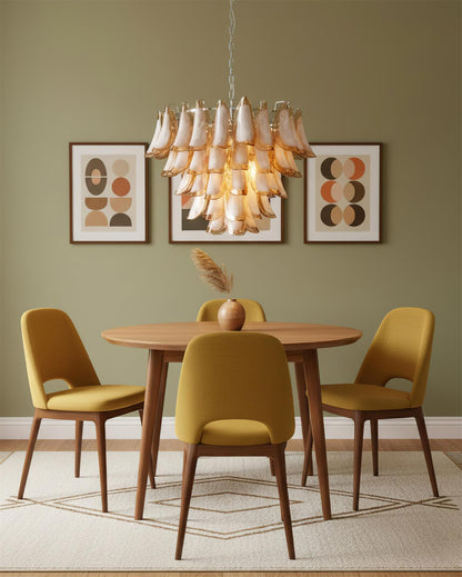 Lustre Giselle Petal, design fleur en verre superposé avec cadre en métal