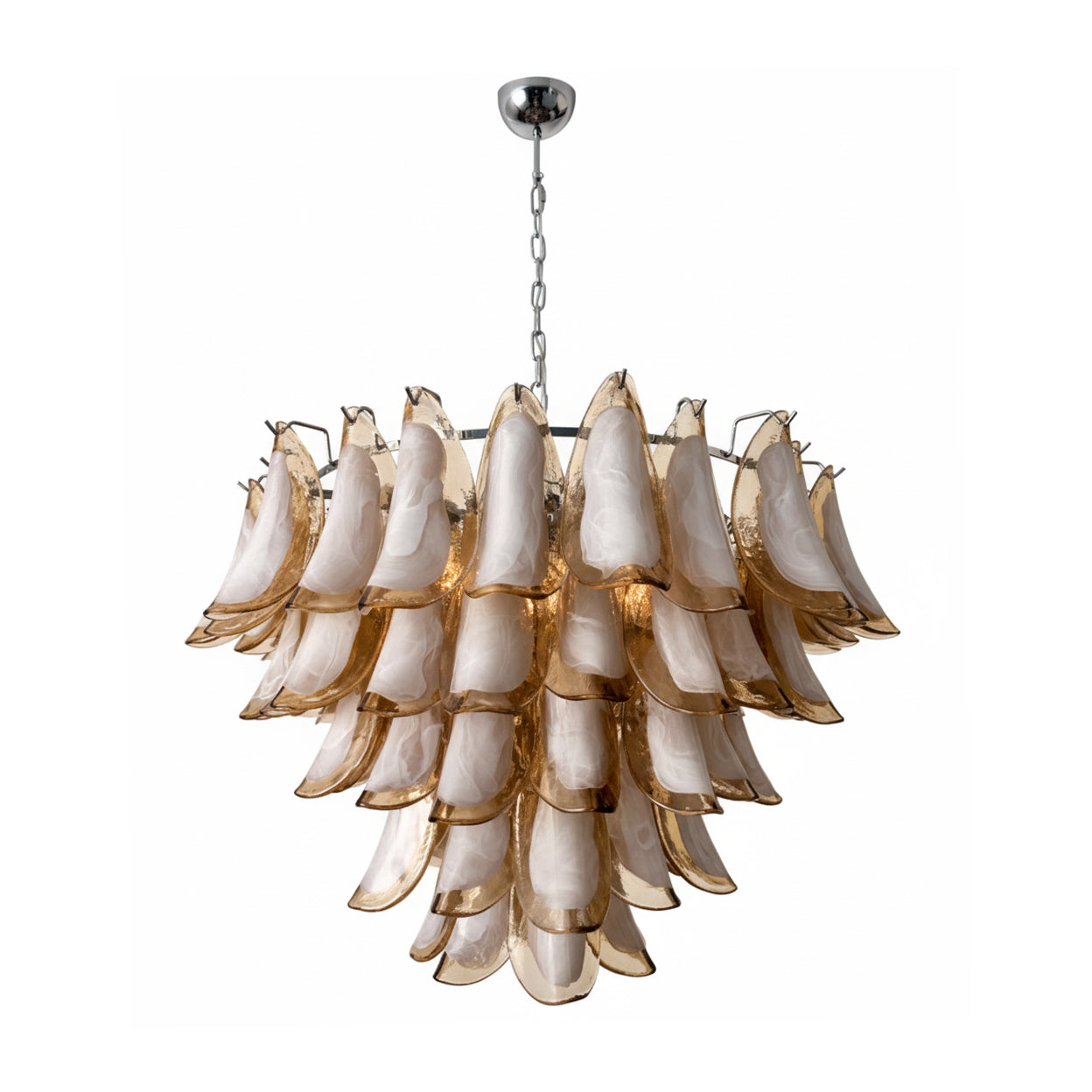 Lustre Giselle Petal, design fleur en verre superposé avec cadre en métal