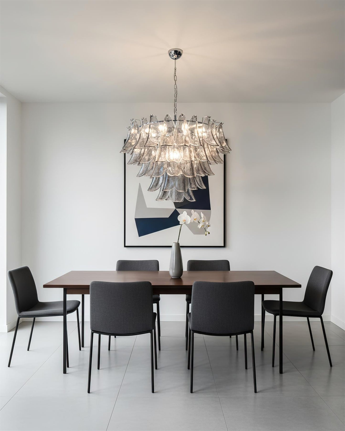 Lustre Giselle Petal, design fleur en verre superposé avec cadre en métal