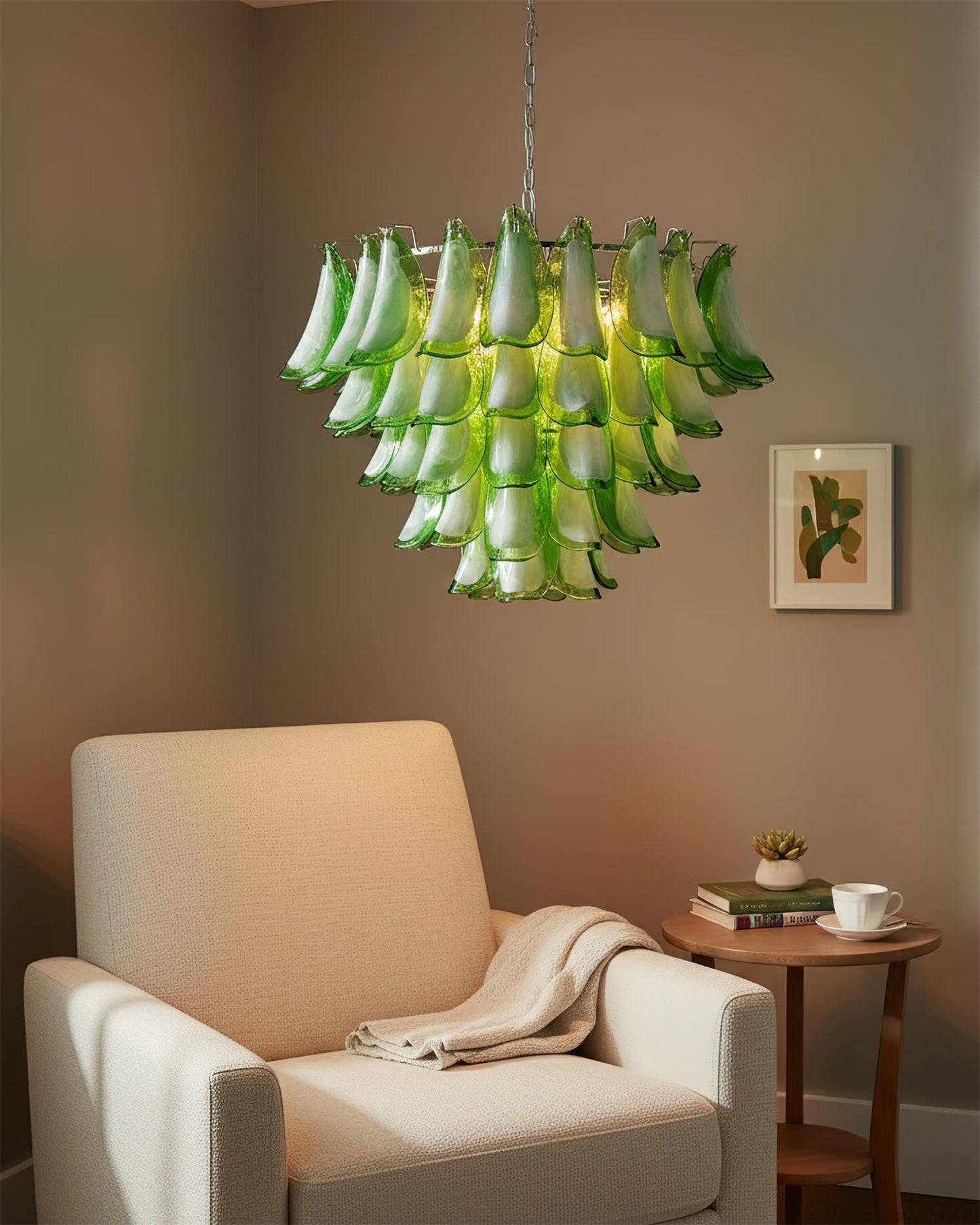 Lustre Giselle Petal, design fleur en verre superposé avec cadre en métal