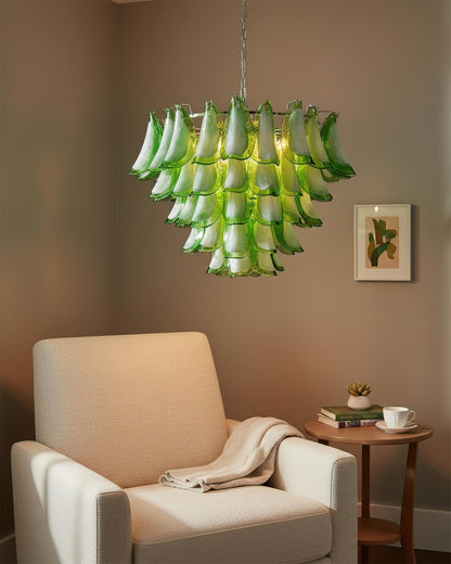 Lustre Giselle Petal, design fleur en verre superposé avec cadre en métal