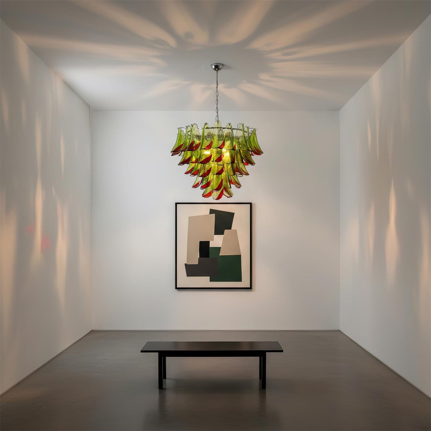 Lustre Giselle Petal, design fleur en verre superposé avec cadre en métal