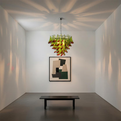 Lustre Giselle Petal, design fleur en verre superposé avec cadre en métal