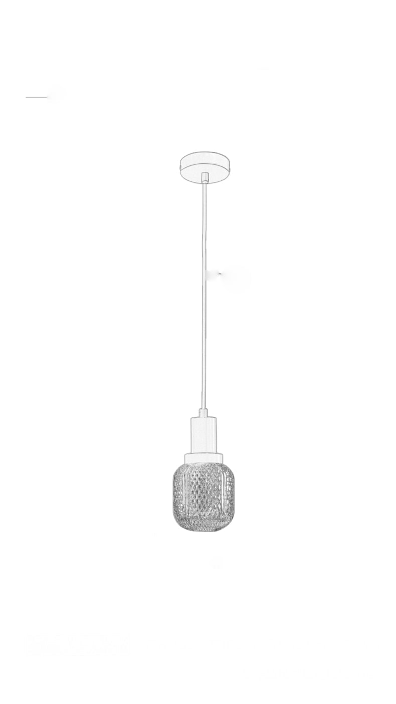 Elise Lampe Suspendue LED Luxe Verre Gravé Cuivre Doré Luminaire Abat-jour Rhombus