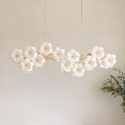 Lustre Léonie Fleurs, Délicates Fleurs en Verre avec Tiges Dorées