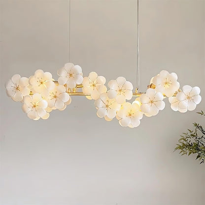 Lustre Léonie Fleurs, Délicates Fleurs en Verre avec Tiges Dorées