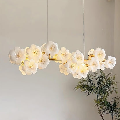 Lustre Léonie Fleurs, Délicates Fleurs en Verre avec Tiges Dorées