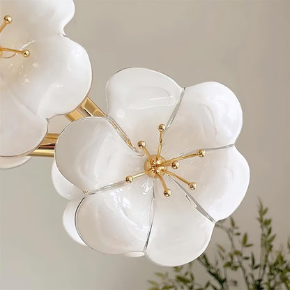 Lustre Léonie Fleurs, Délicates Fleurs en Verre avec Tiges Dorées