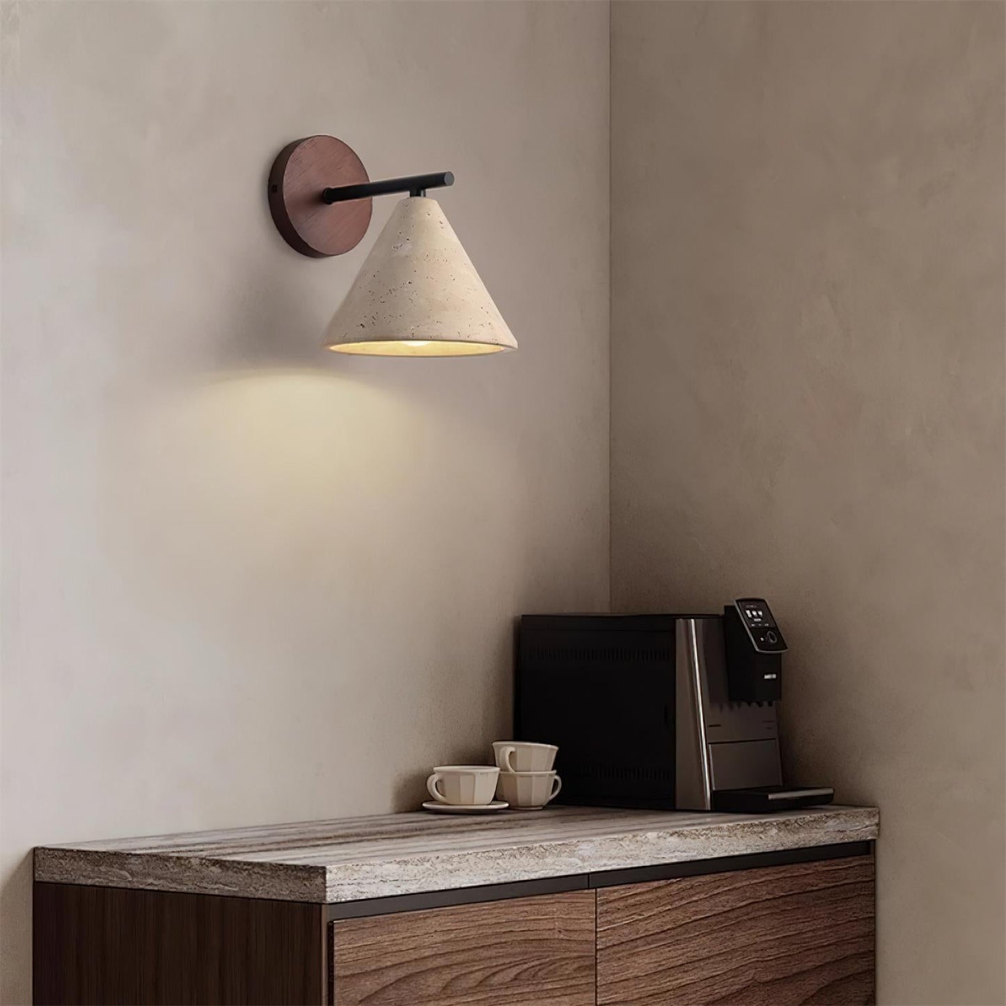Margaux Finley Wall Lamp Wood and Travertine LED Lighting