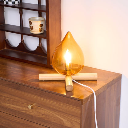 Élora Firebeam Glass Table Lamp with Wooden Base