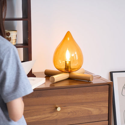 Élora Firebeam Glass Table Lamp with Wooden Base