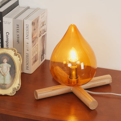 Élora Firebeam Glass Table Lamp with Wooden Base