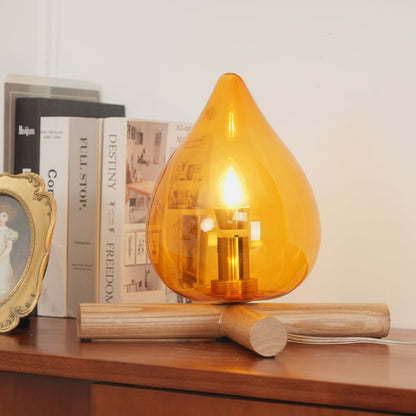 Élora Firebeam Glass Table Lamp with Wooden Base
