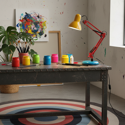Lampe de table réglable Solène Memphis avec design color block