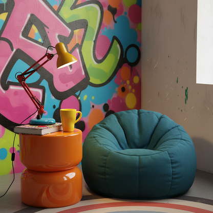 Lampe de table réglable Solène Memphis avec design color block