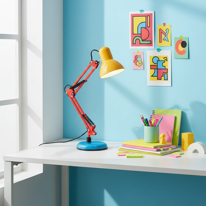 Lampe de table réglable Solène Memphis avec design color block