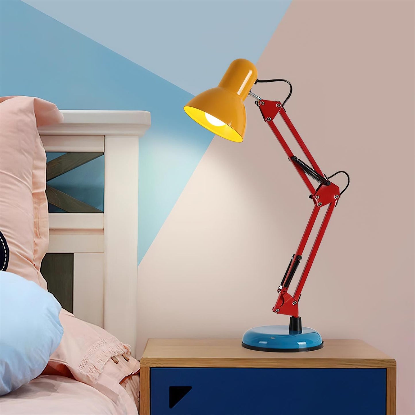 Lampe de table réglable Solène Memphis avec design color block