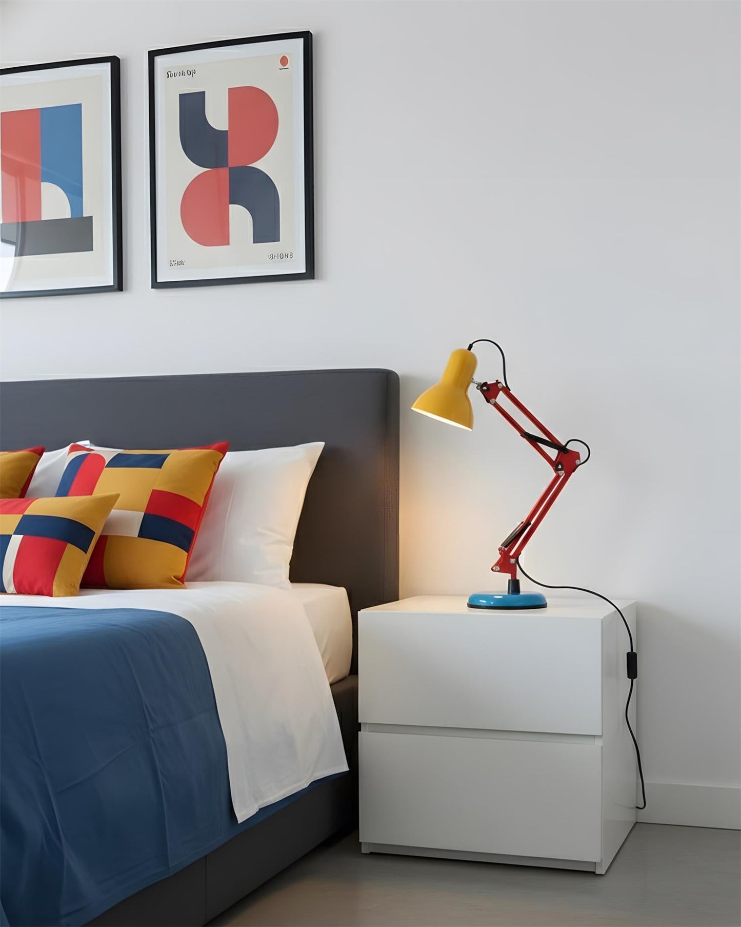 Lampe de table réglable Solène Memphis avec design color block