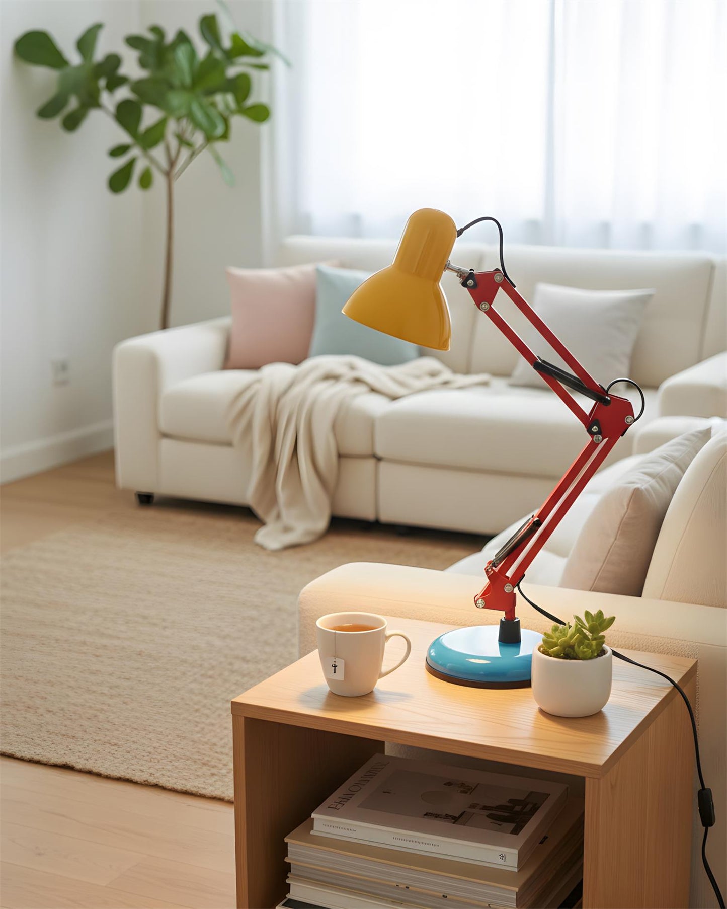 Lampe de table réglable Solène Memphis avec design color block