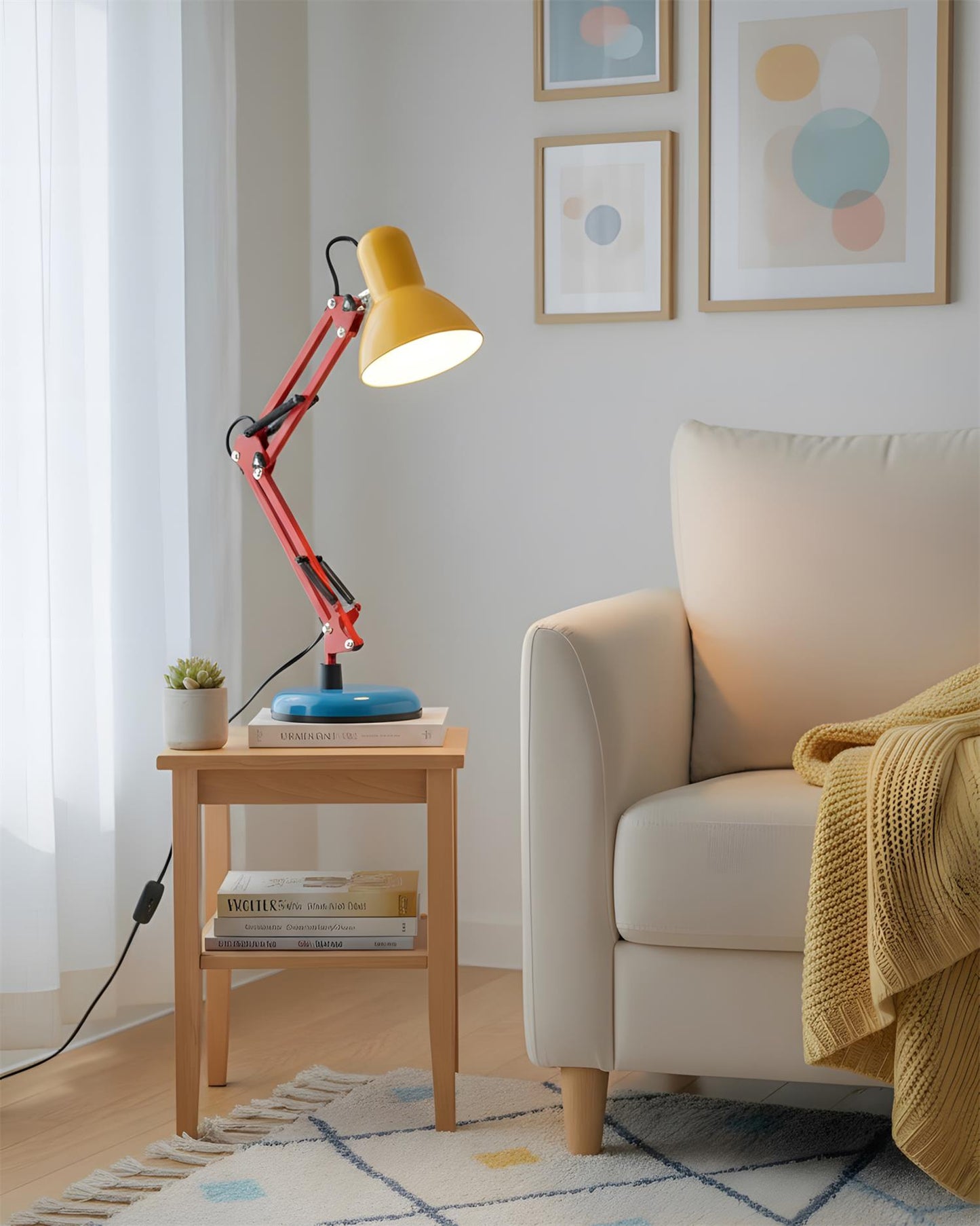 Lampe de table réglable Solène Memphis avec design color block