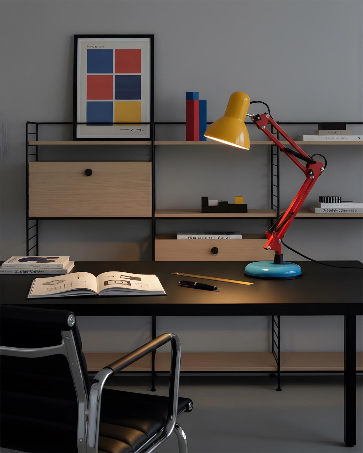 Lampe de table réglable Solène Memphis avec design color block