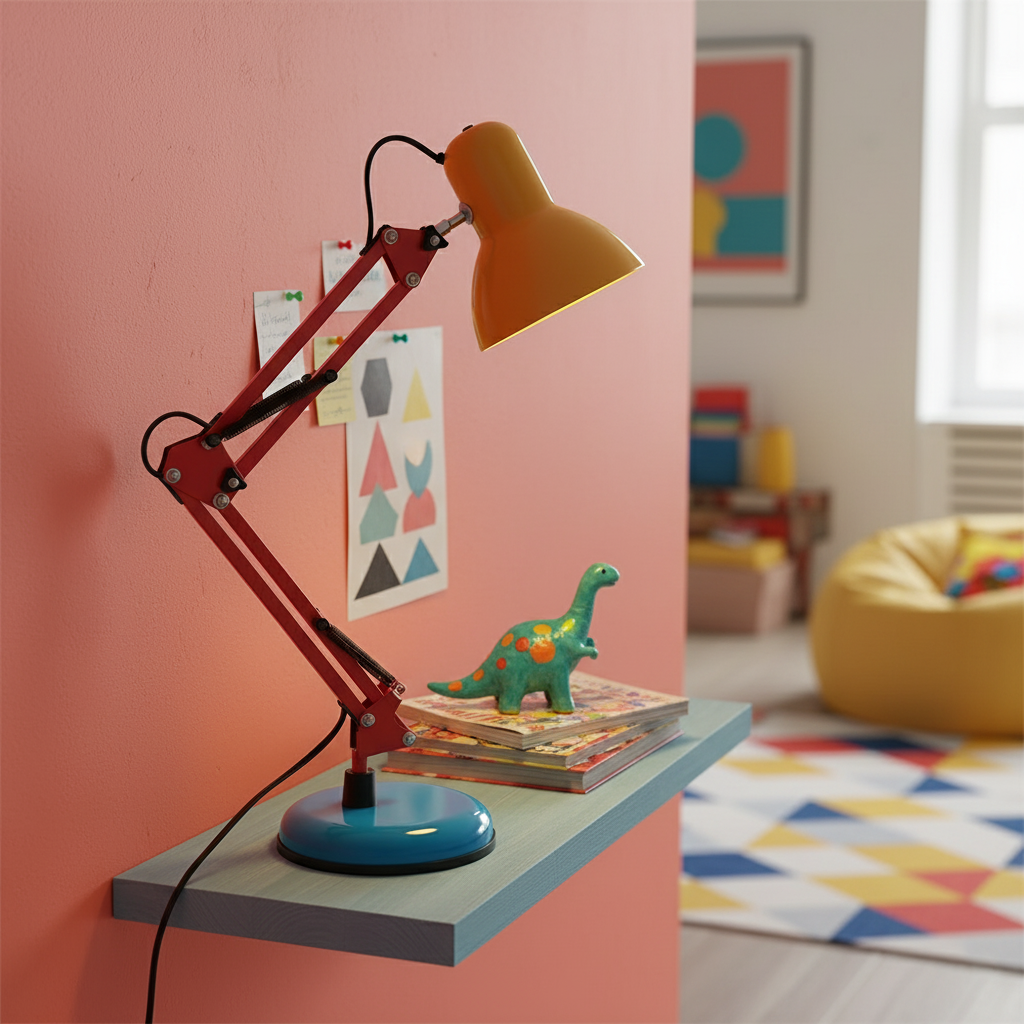 Lampe de table réglable Solène Memphis avec design color block