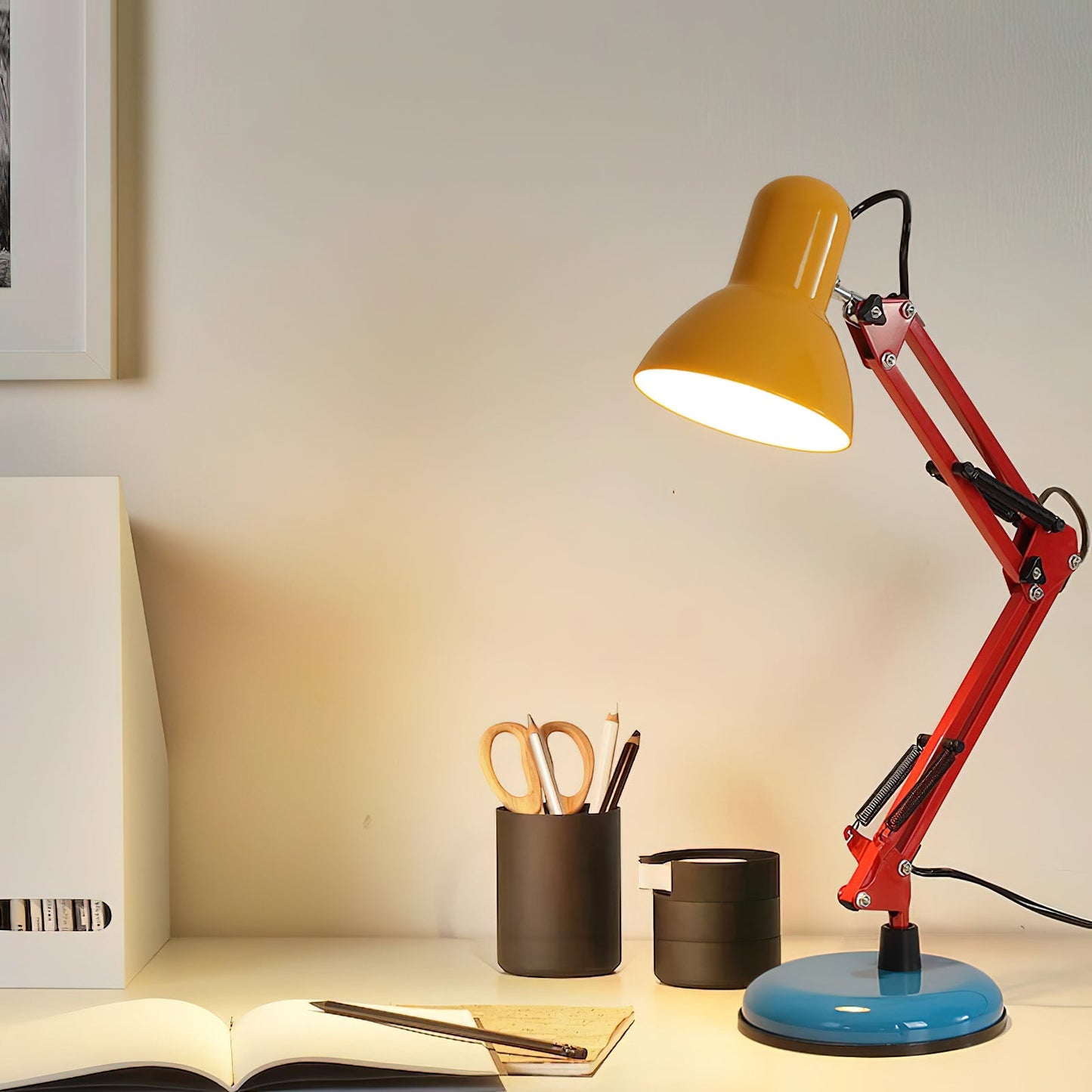 Lampe de table réglable Solène Memphis avec design color block