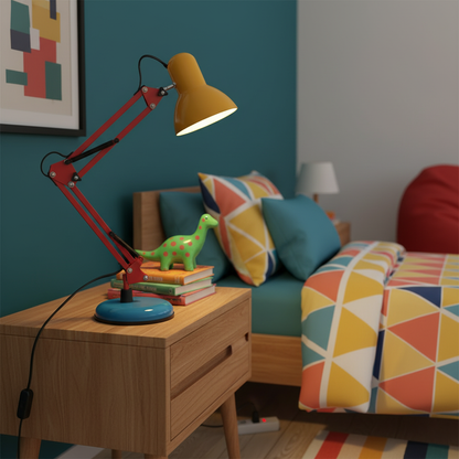 Lampe de table réglable Solène Memphis avec design color block