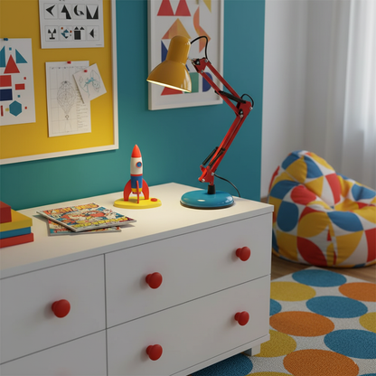 Lampe de table réglable Solène Memphis avec design color block